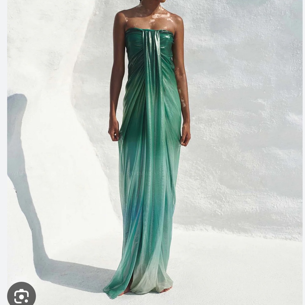 Baobab Green Ombre Strapless Maxi Dress
